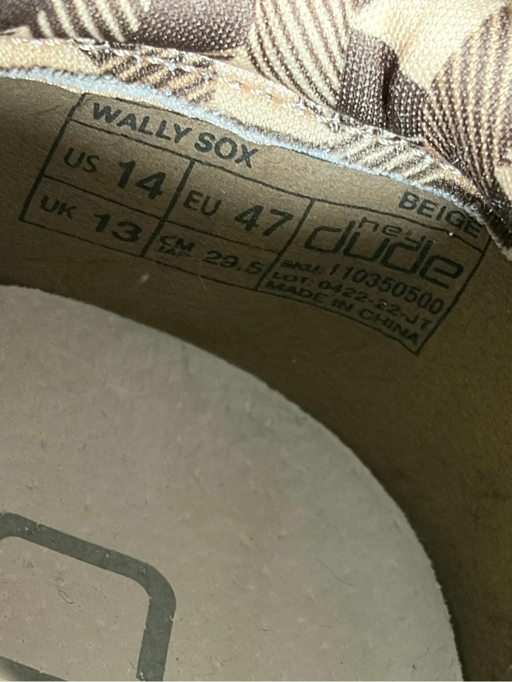 Hey Dude Men's 14 Beige Wally Sox